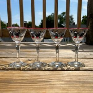 Libbey Pickwick Dickens Merrymakers Liquor Cocktail Glasses Set of 4 MCM Barware